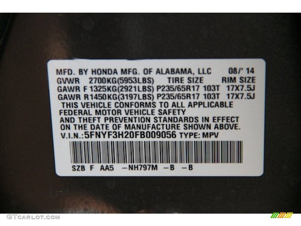 2015 Pilot Color Code NH797M for Modern Steel Metallic Photo #97289493