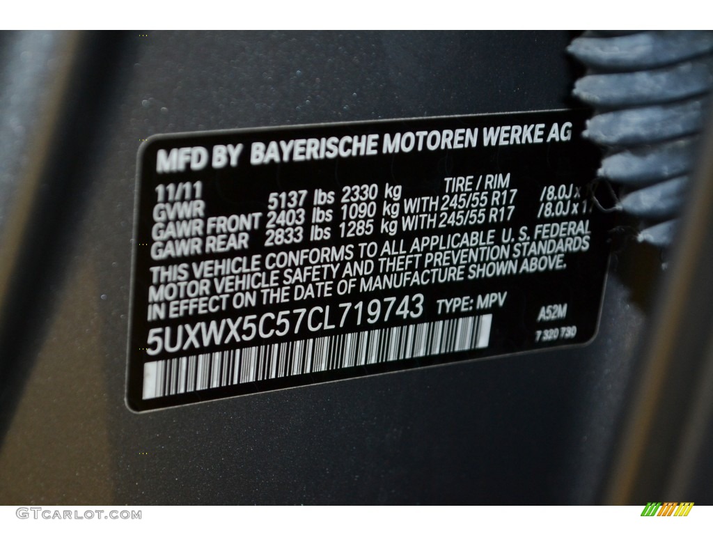 2012 X3 xDrive 28i - Space Gray Metallic / Black photo #11