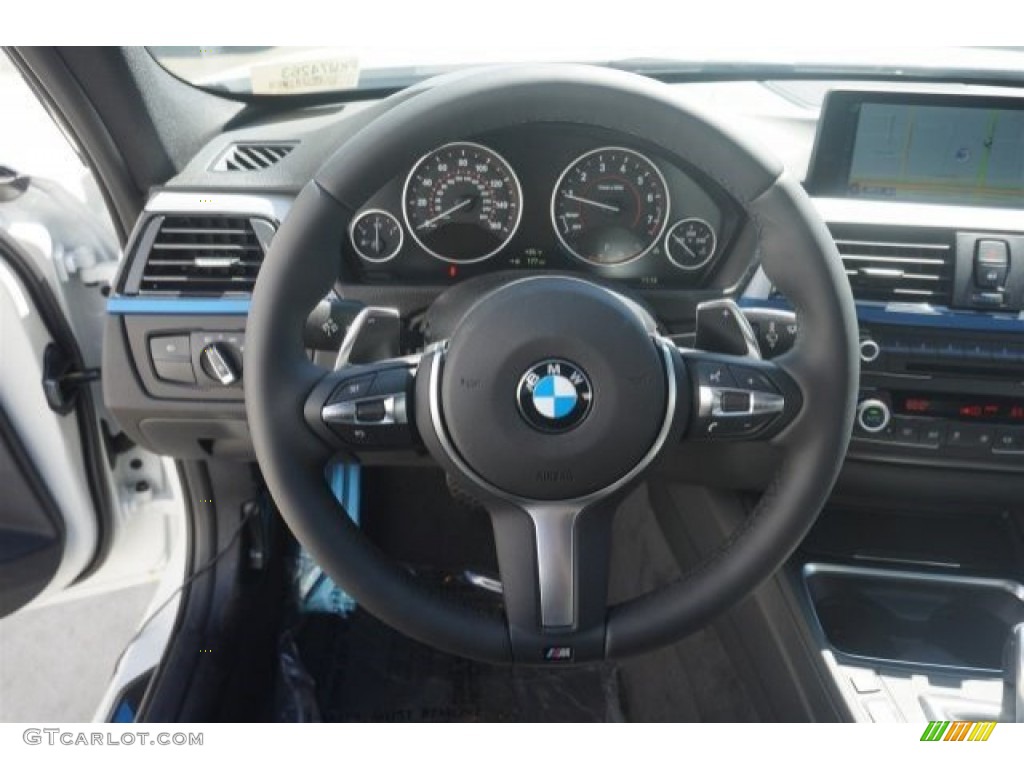 2015 BMW 3 Series 335i Sedan Black Steering Wheel Photo #97295916