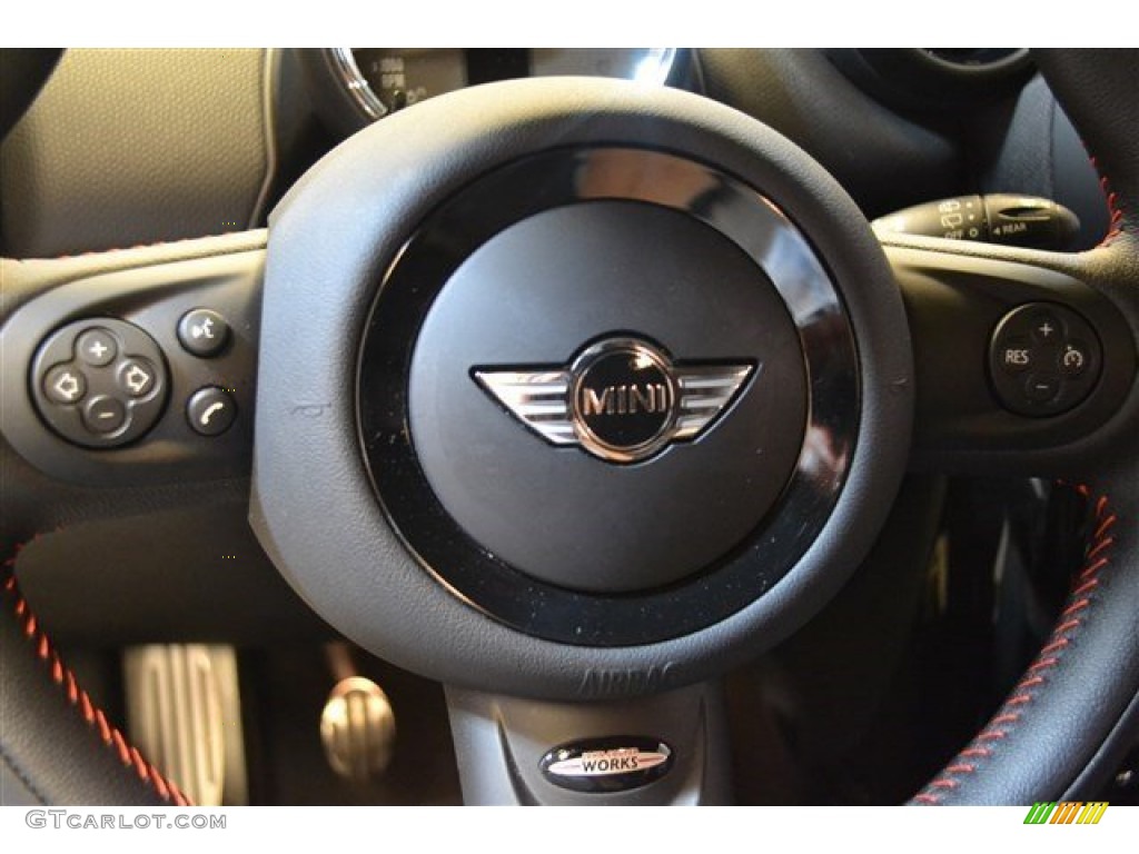 2014 Mini Cooper John Cooper Works Paceman All4 AWD Leather/Cloth Hot Cross Carbon Black Steering Wheel Photo #97297333