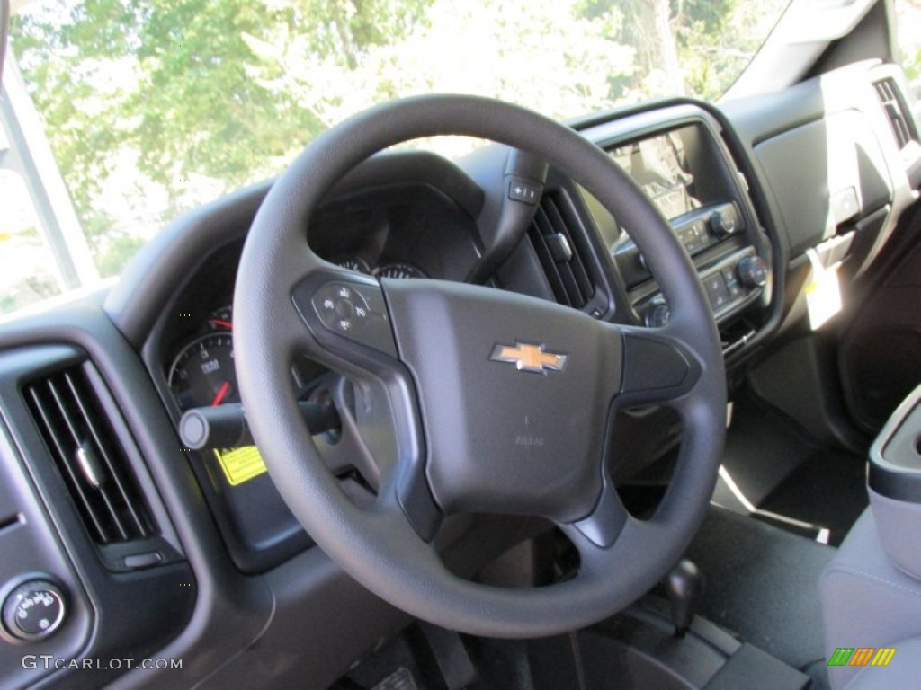 2015 Chevrolet Silverado 3500HD WT Regular Cab 4x4 Dump Truck Jet Black/Dark Ash Steering Wheel Photo #97299949