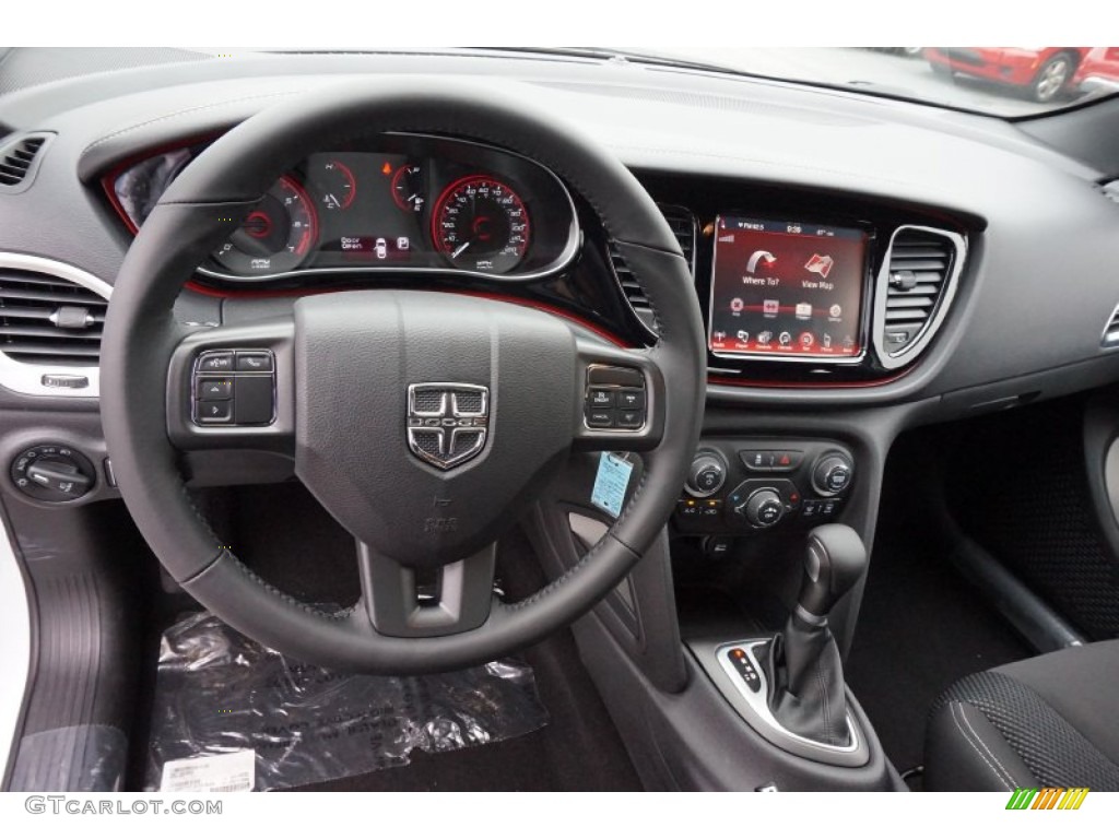 2015 Dodge Dart Blacktop Black/Light Tungsten Accent Stitching Dashboard Photo #97300873