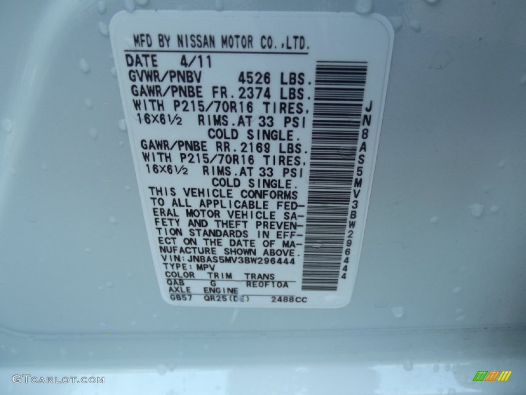 2011 Rogue S AWD - Pearl White / Black photo #30