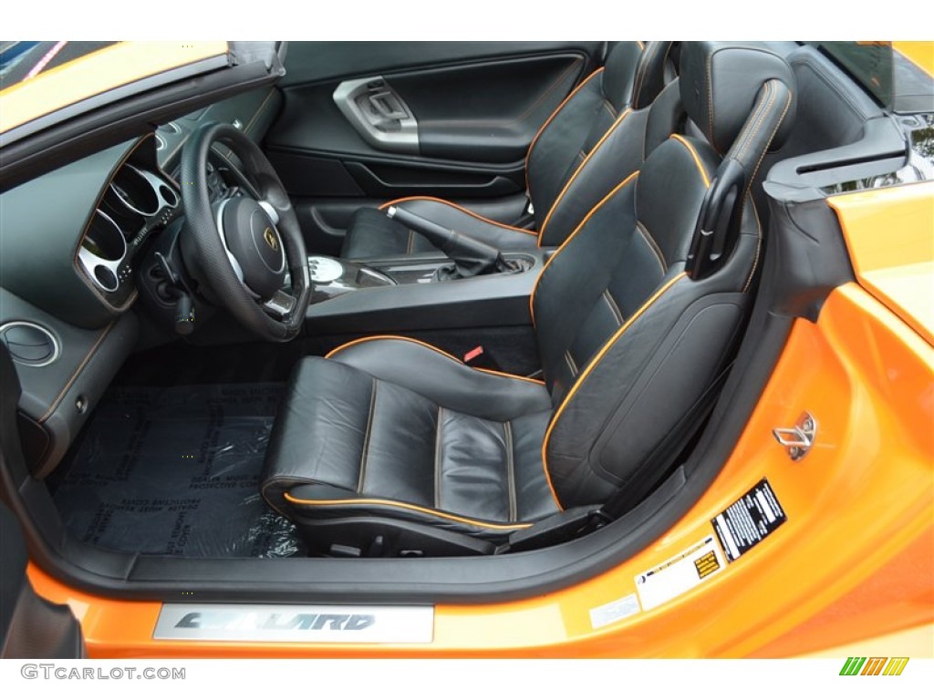 Nero Perseus/Orange Interior 2008 Lamborghini Gallardo Spyder Photo #97329450