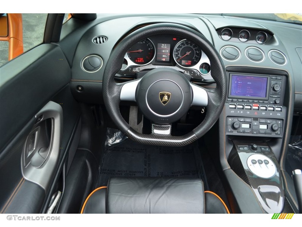 2008 Lamborghini Gallardo Spyder Nero Perseus/Orange Dashboard Photo #97329536