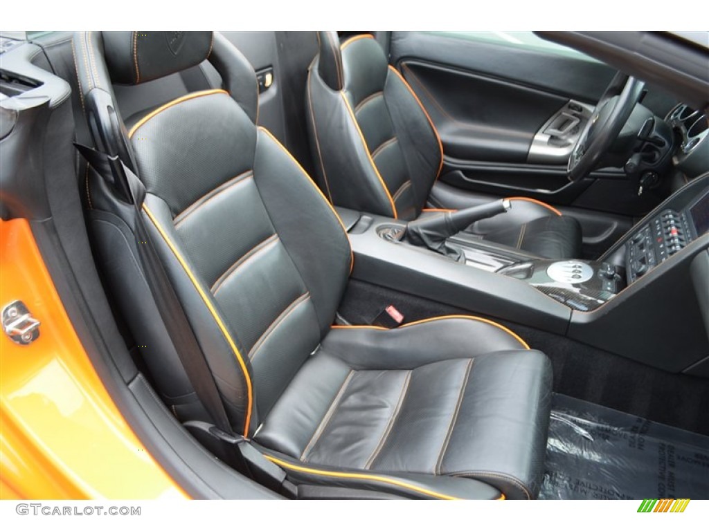 Nero Perseus/Orange Interior 2008 Lamborghini Gallardo Spyder Photo #97329675