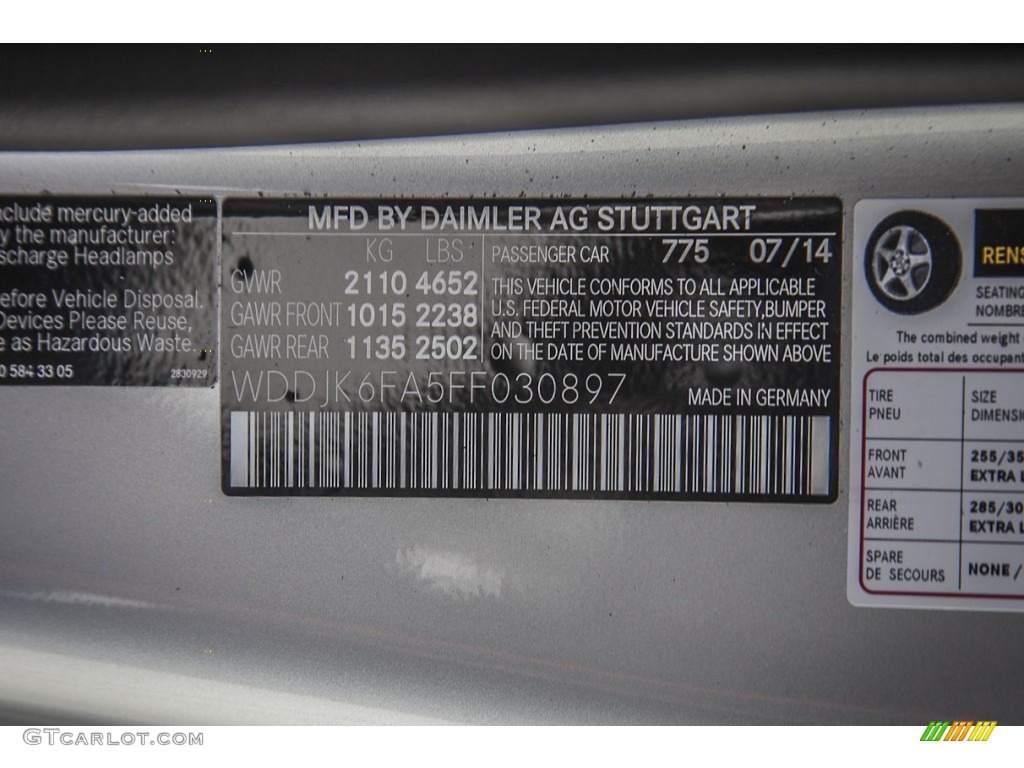 2015 SL Color Code 775 for Iridium Silver Metallic Photo #97331004