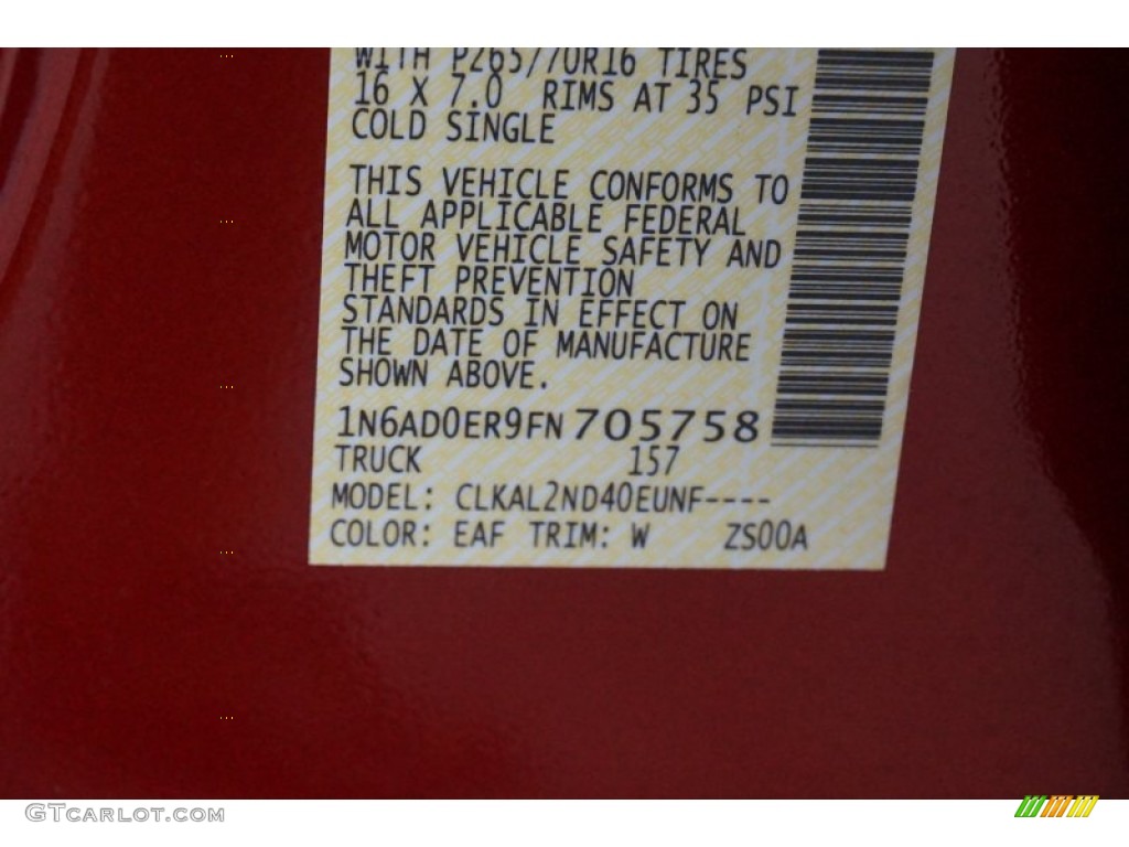 2015 Frontier Color Code EAF for Lava Red Photo #97333359