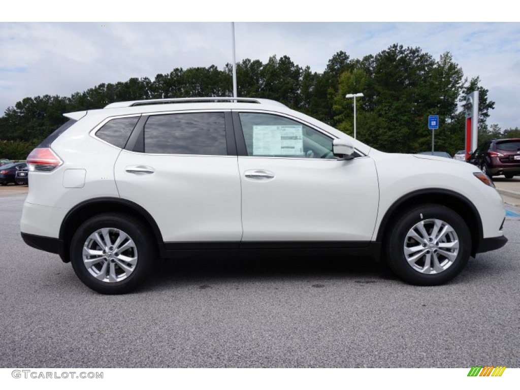 Pearl White 2015 Nissan Rogue SV Exterior Photo #97334736
