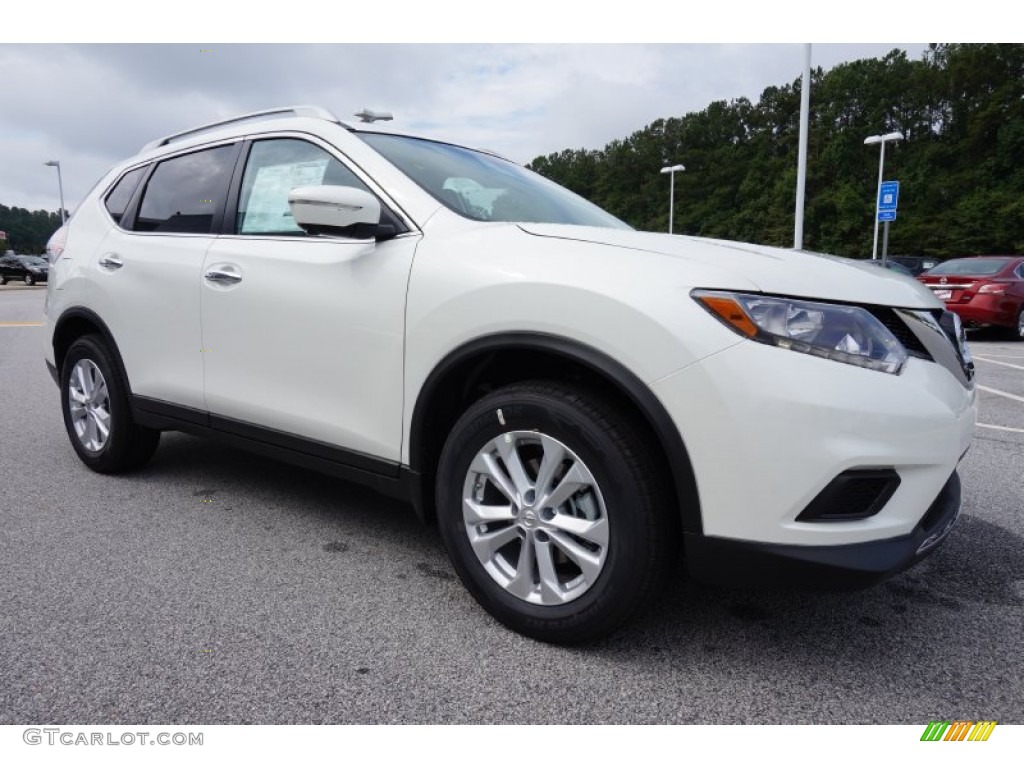 Pearl White 2015 Nissan Rogue SV Exterior Photo #97334760