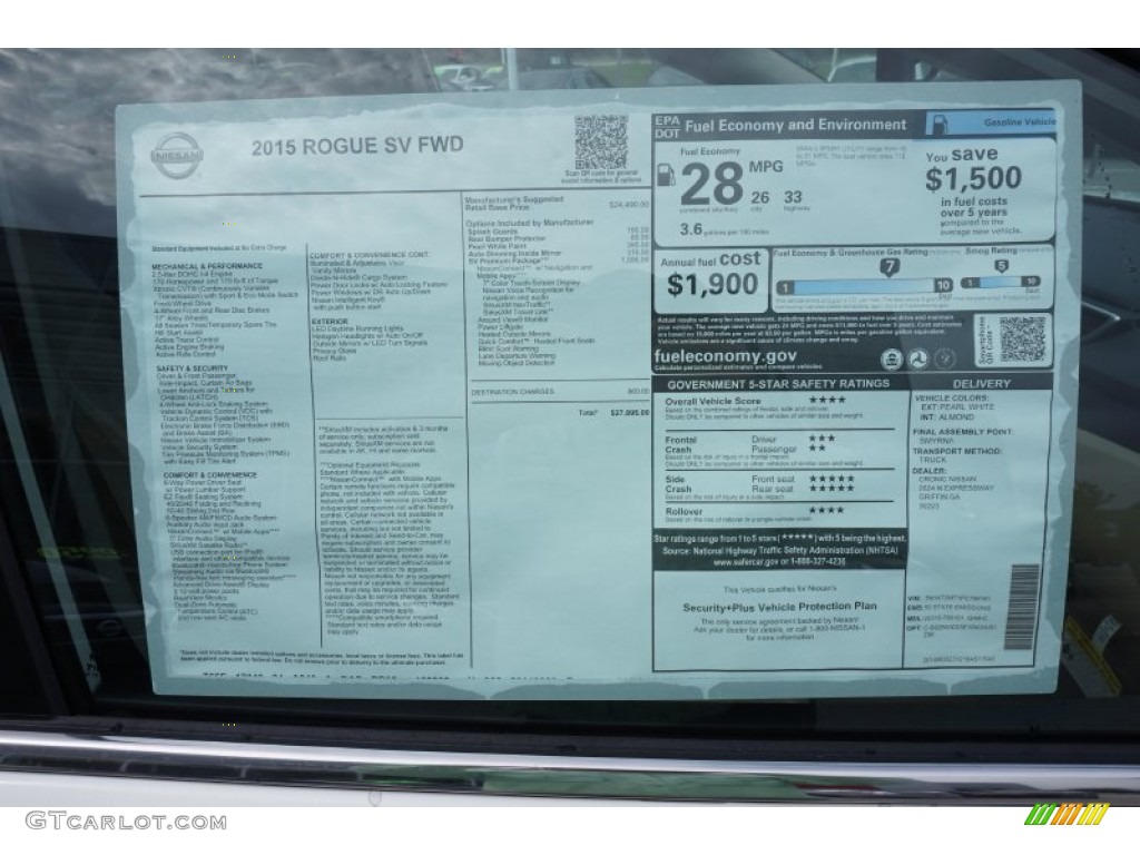 2015 Nissan Rogue SV Window Sticker Photo #97334913