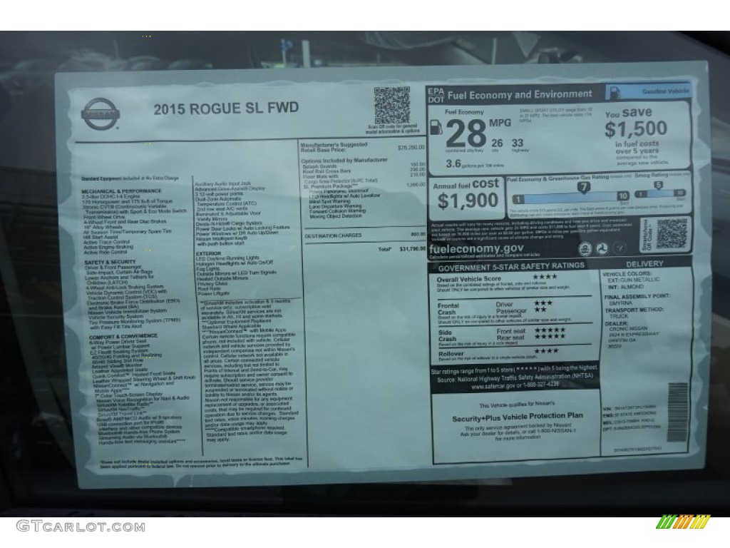 2015 Rogue SL - Gun Metallic / Charcoal photo #14
