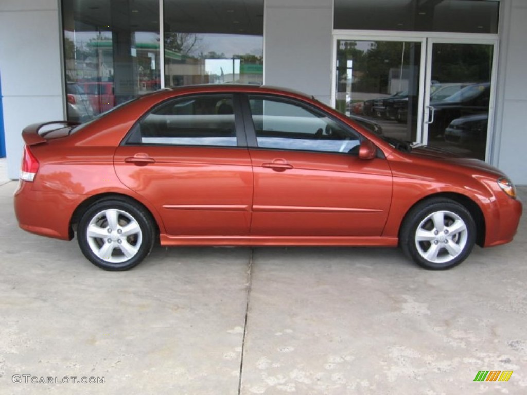 Copperhead Orange Metallic 2009 Kia Spectra EX Sedan Exterior Photo #97339386