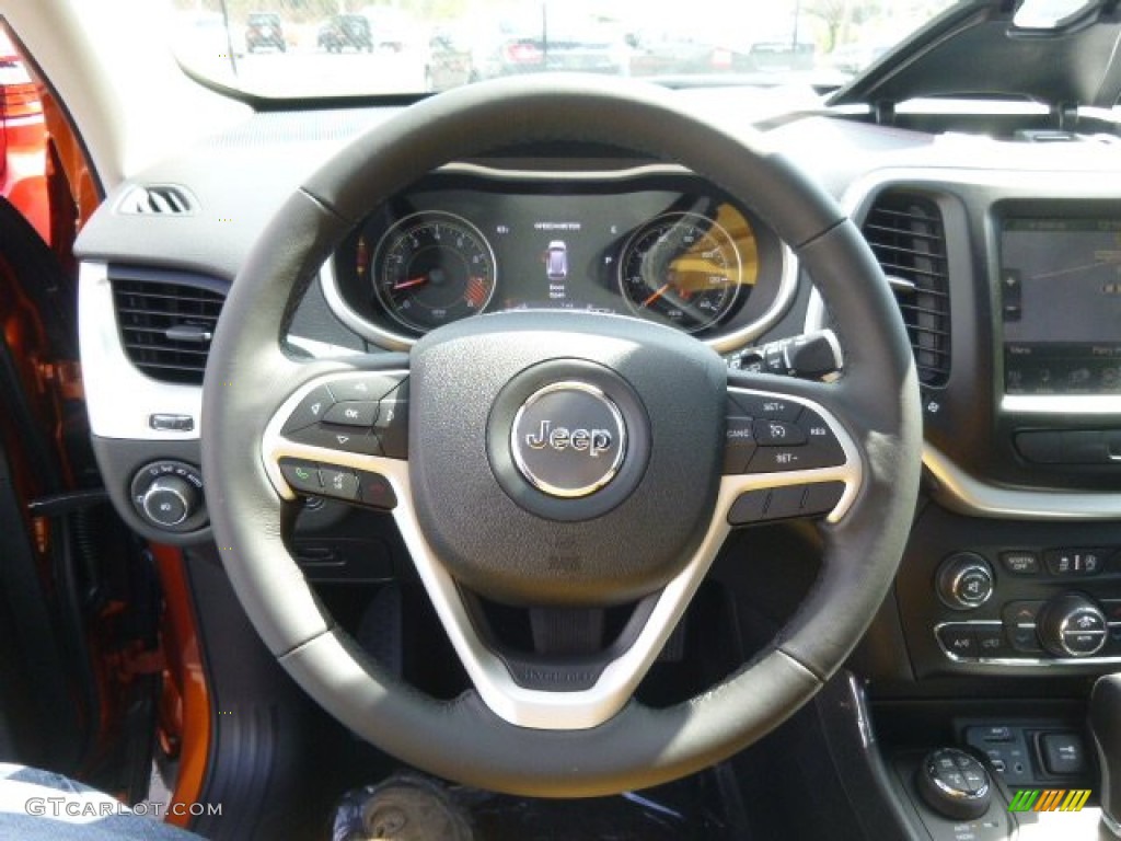 2015 Jeep Cherokee Trailhawk 4x4 Trailhawk Black Steering Wheel Photo #97343205