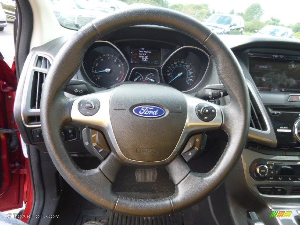 2012 Ford Focus Titanium 5-Door Charcoal Black Leather Steering Wheel Photo #97347294