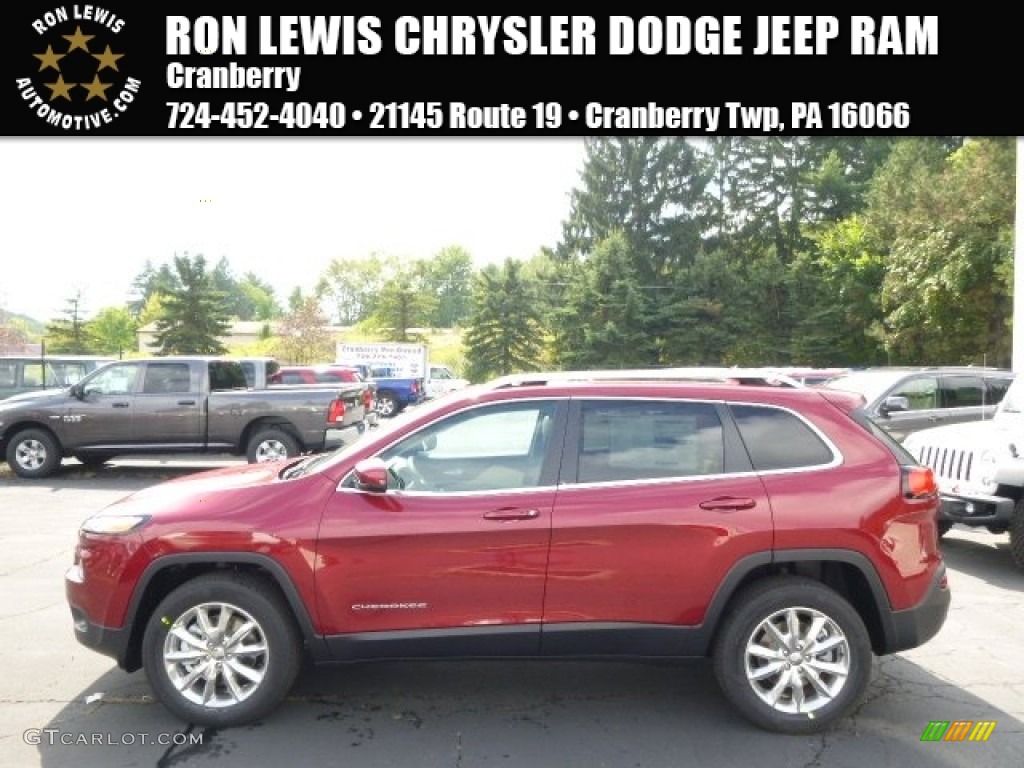 2015 Cherokee Limited 4x4 - Deep Cherry Red Crystal Pearl / Black/Light Frost Beige photo #1