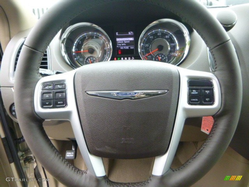 2015 Chrysler Town & Country Limited Platinum Dark Frost Beige/Medium Frost Beige Steering Wheel Photo #97356090