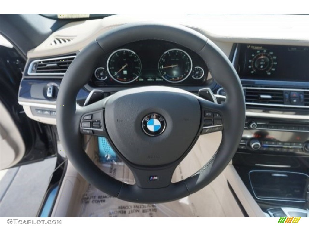 2015 BMW 7 Series 740Li Sedan Oyster Steering Wheel Photo #97358988