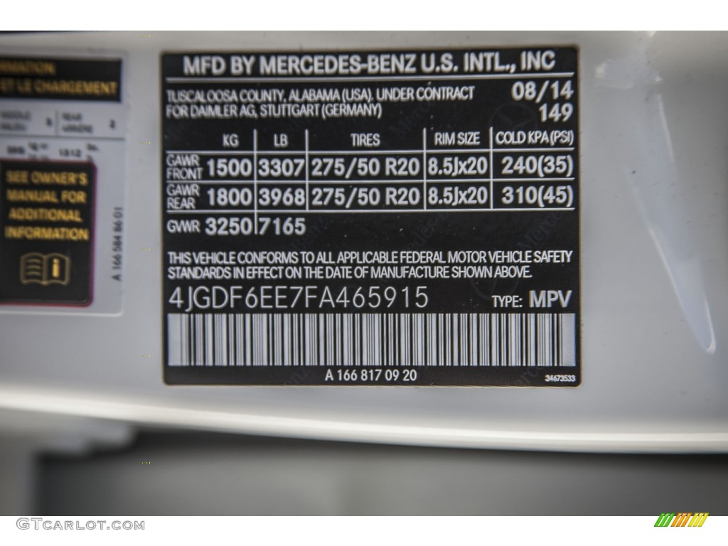 2015 GL Color Code 149 for Polar White Photo #97389153