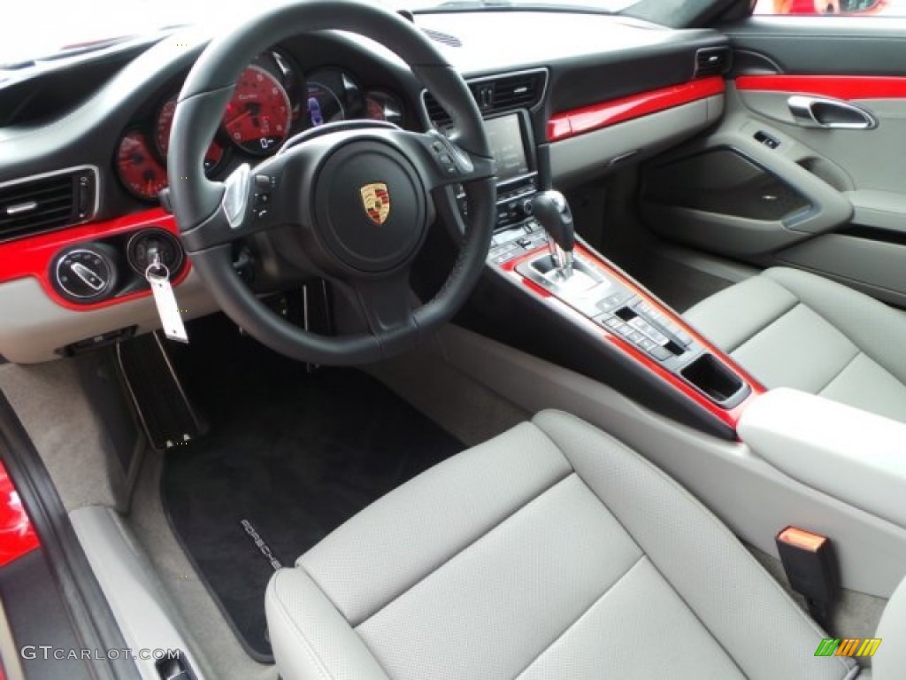 Black/Platinum Grey Interior 2014 Porsche 911 Turbo Coupe Photo #97394034