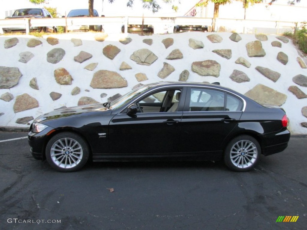 2011 3 Series 335i xDrive Sedan - Jet Black / Oyster/Black Dakota Leather photo #2