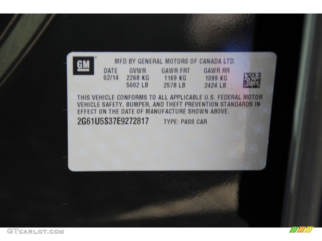 2014 Cadillac XTS FWD Info Tag Photos