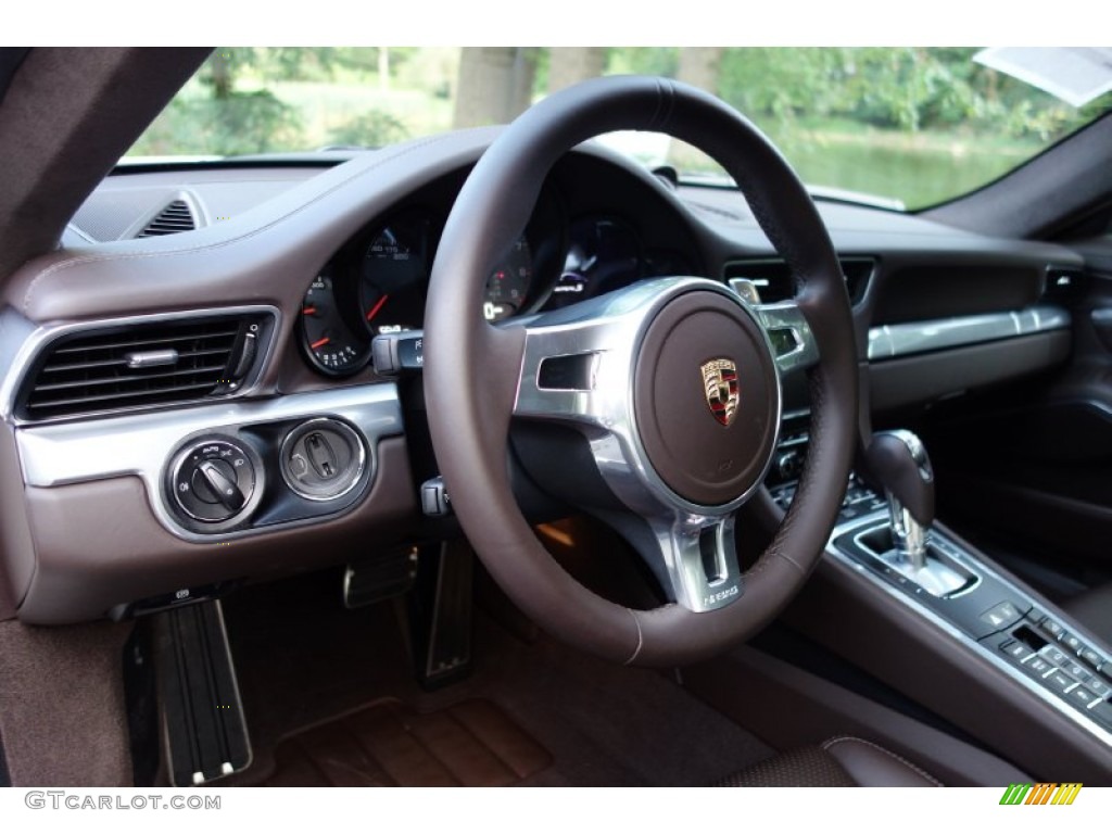 2012 Porsche 911 Carrera S Coupe Espresso Natural Leather Steering Wheel Photo #97408622