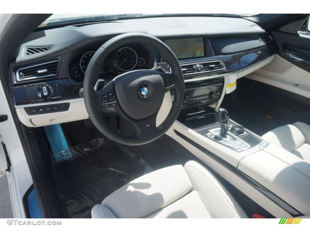 Ivory White/Black Interior 2015 BMW 7 Series 750i Sedan Photo #97410093