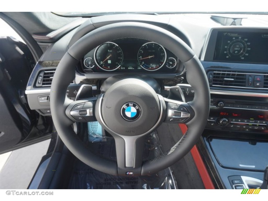 2015 BMW 6 Series 650i Coupe Vermilion Red Steering Wheel Photo #97410562