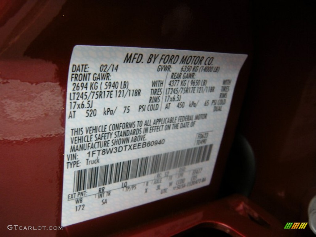 2014 F350 Super Duty King Ranch Crew Cab 4x4 Dually - Ruby Red Metallic / King Ranch Chaparral Leather photo #101