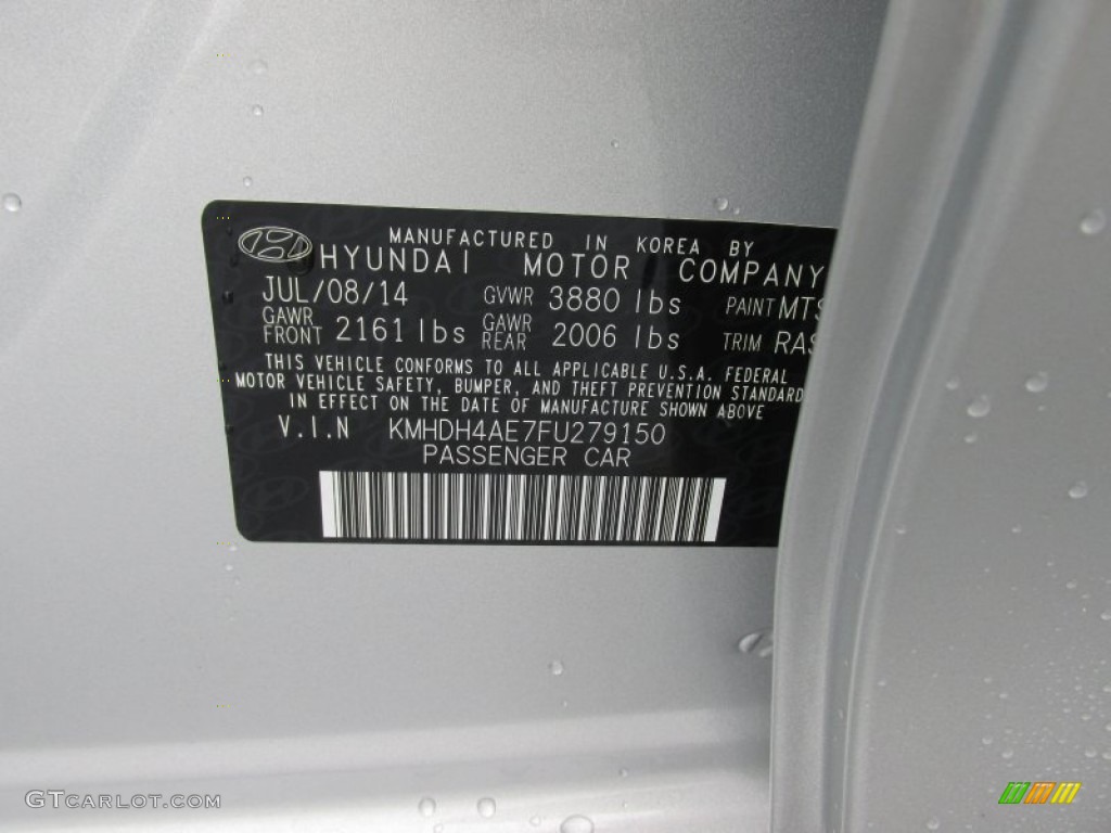 2015 Elantra SE Sedan - Shimmering Air Silver / Gray photo #32