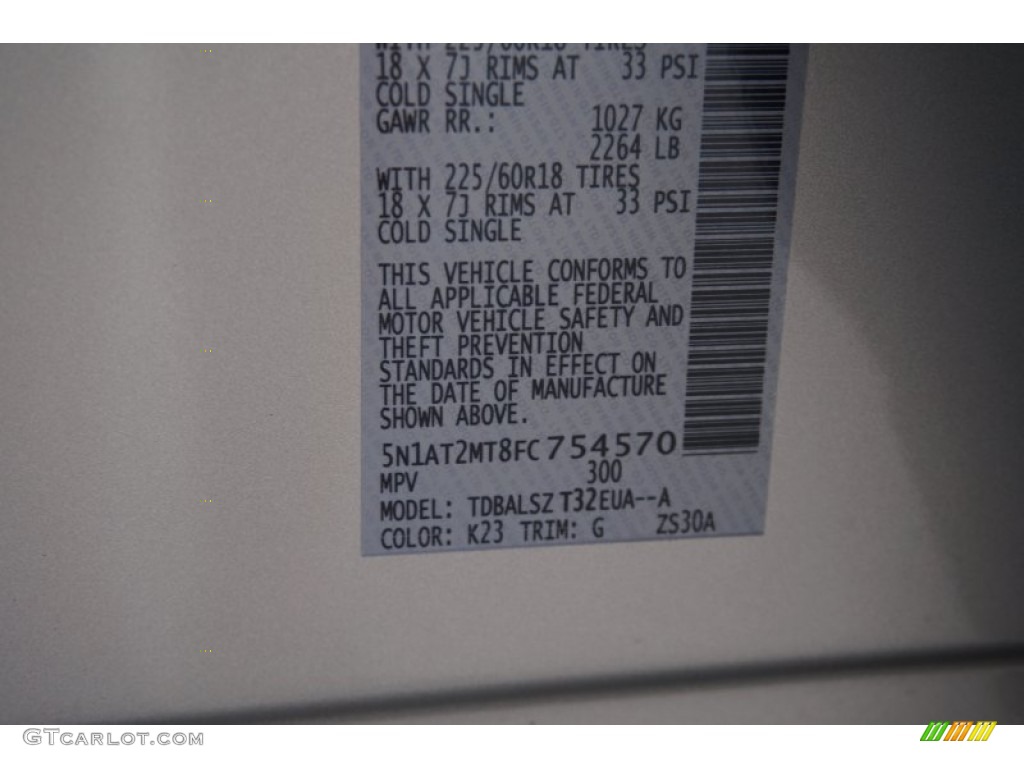 2015 Rogue Color Code K23 for Brilliant Silver Photo #97424326