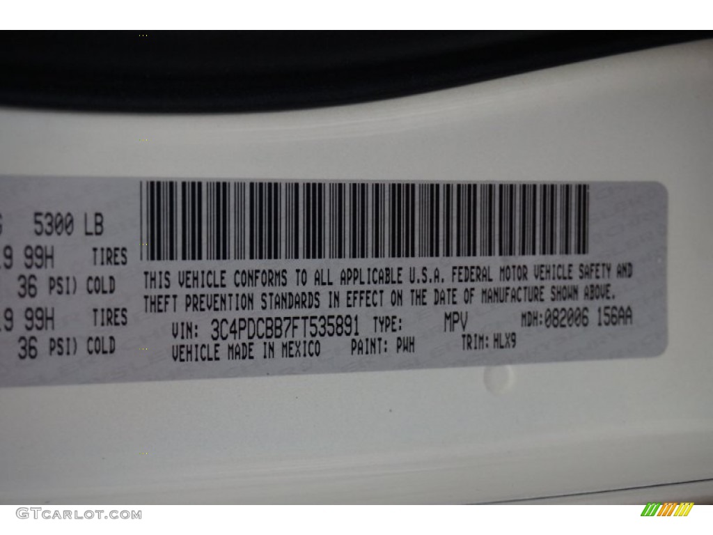 2015 Journey Color Code PWH for Pearl White Tri-Coat Photo #97426115