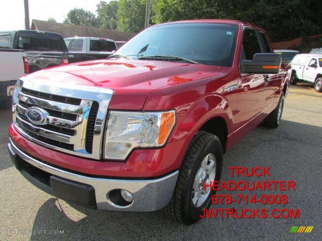 2011 F150 XLT SuperCab - Red Candy Metallic / Steel Gray photo #1