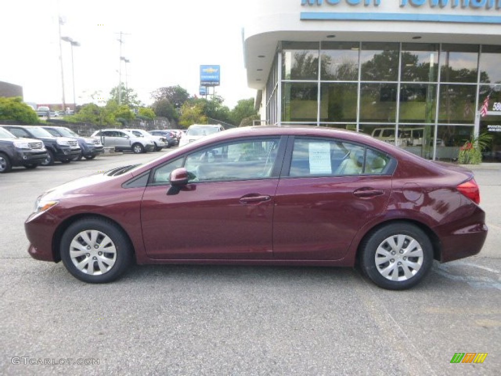 2012 Civic LX Sedan - Rallye Red / Beige photo #2