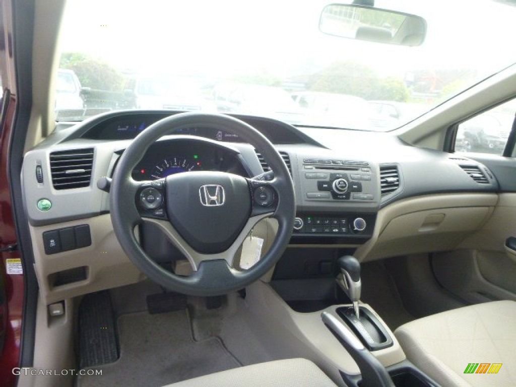 2012 Civic LX Sedan - Rallye Red / Beige photo #16