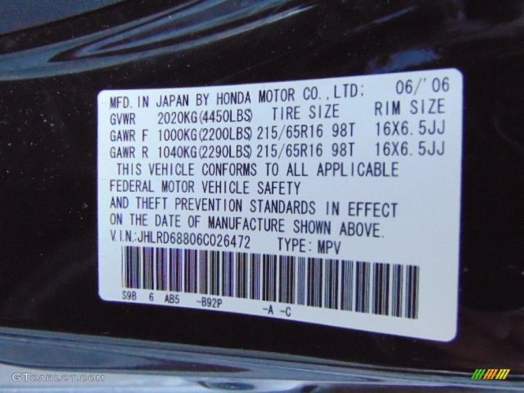 2006 CR-V EX - Nighthawk Black Pearl / Black photo #19