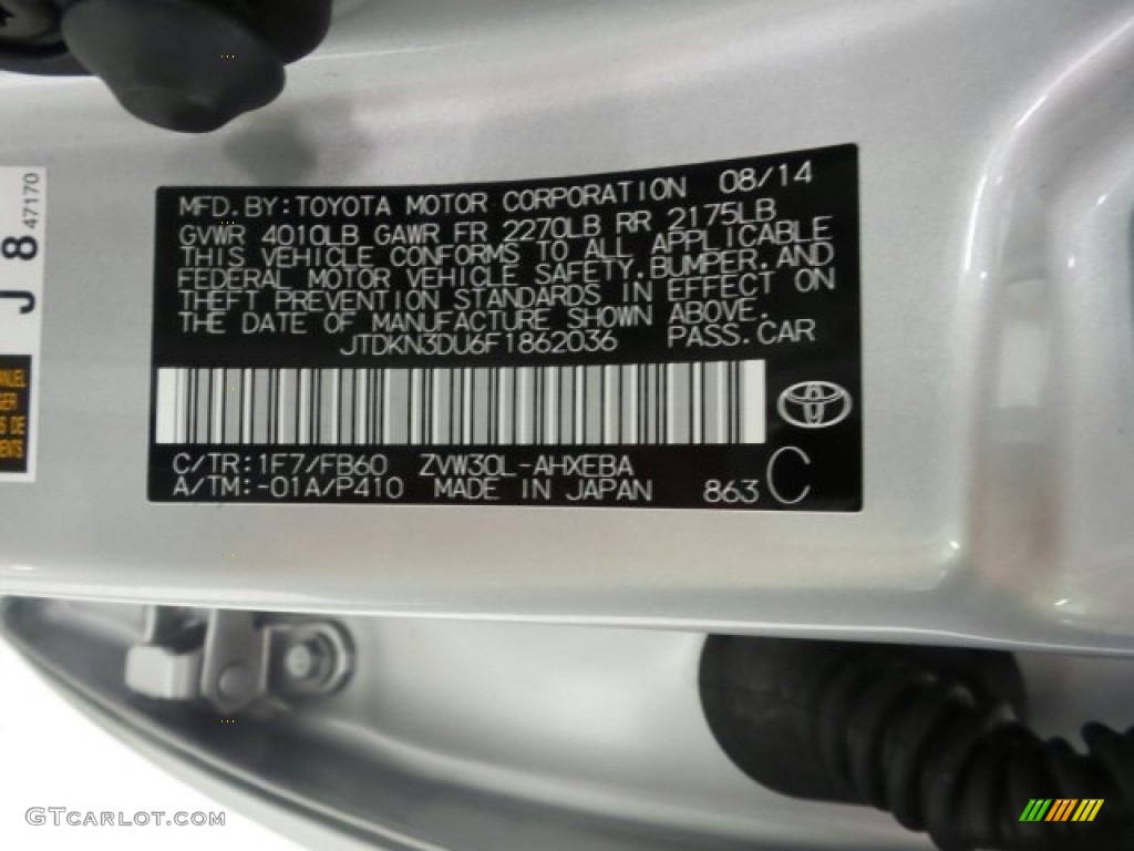2015 Prius Color Code 1F7 for Classic Silver Metallic Photo #97454650