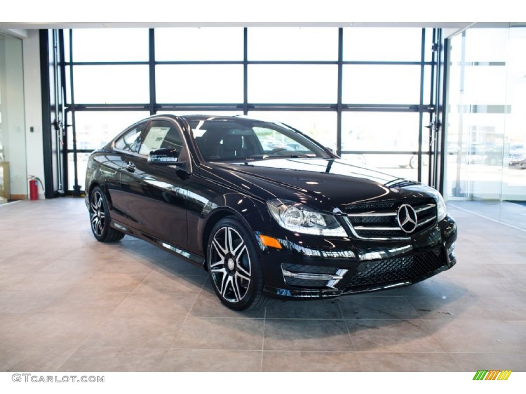 2015 C 350 4Matic Coupe - Black / Black/Red Stitch w/DINAMICA Inserts photo #1