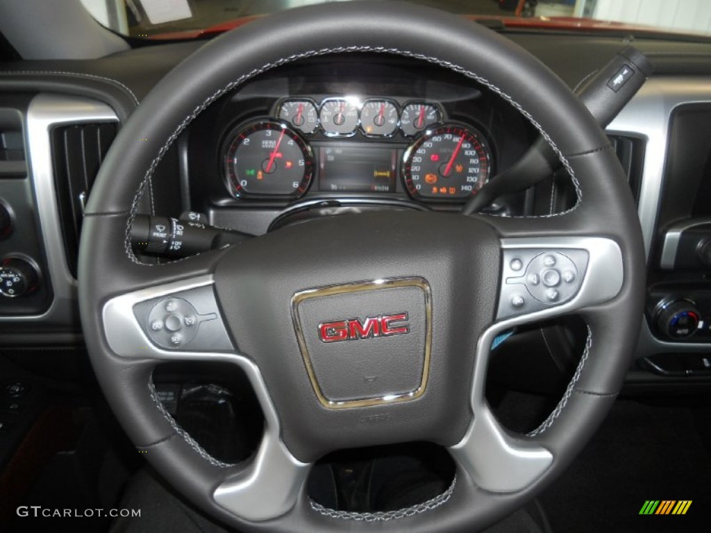 2015 GMC Sierra 1500 SLE Double Cab 4x4 Jet Black Steering Wheel Photo #97479047