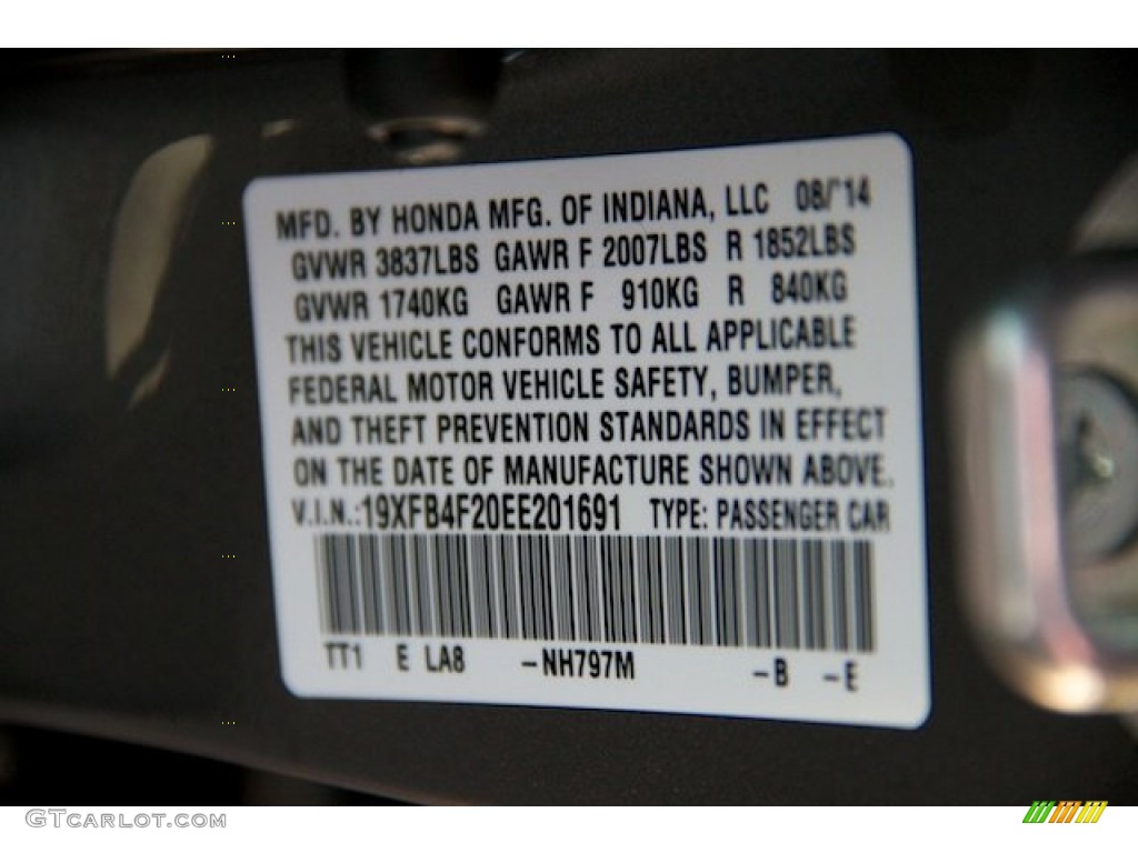 2014 Civic Color Code NH797M for Modern Steel Metallic Photo #97498128