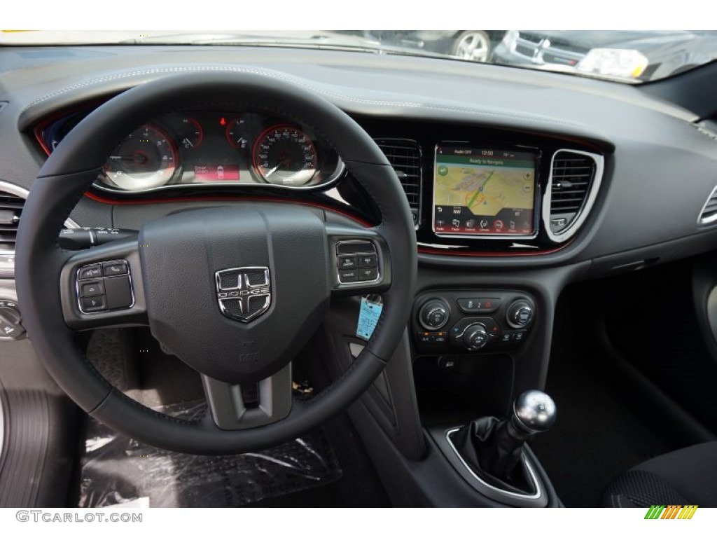 2015 Dodge Dart Blacktop Black/Light Tungsten Accent Stitching Dashboard Photo #97501485
