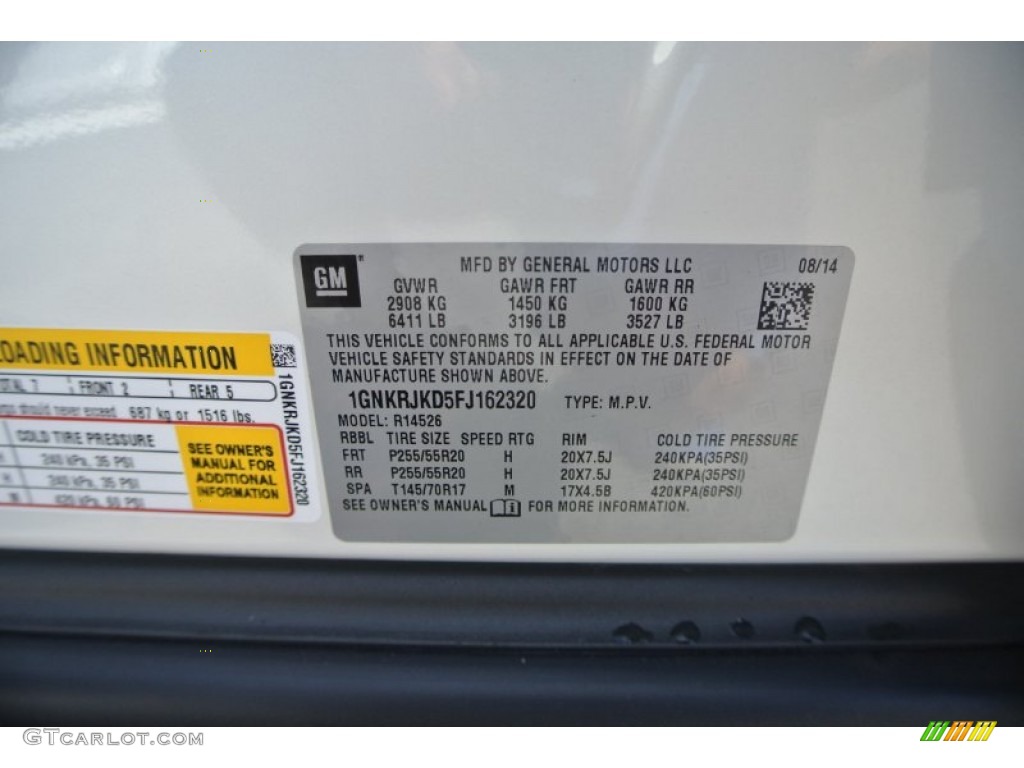 2015 Traverse LTZ - White Diamond Tricoat / Ebony photo #7