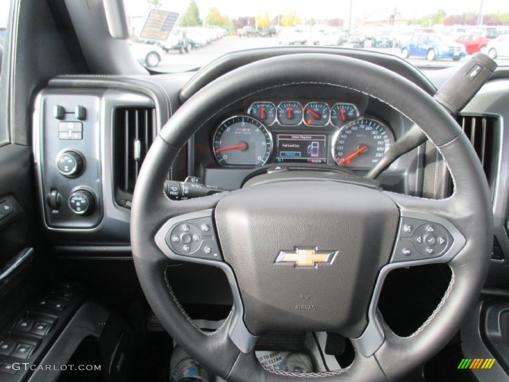 2015 Chevrolet Silverado 3500HD LTZ Crew Cab 4x4 Jet Black Steering Wheel Photo #97535696