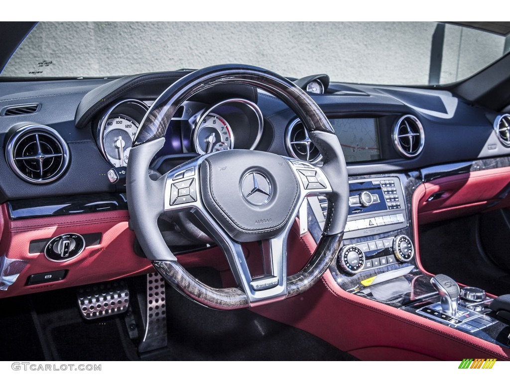 2015 Mercedes-Benz SL 550 Roadster Bengal Red/Black Steering Wheel Photo #97539572