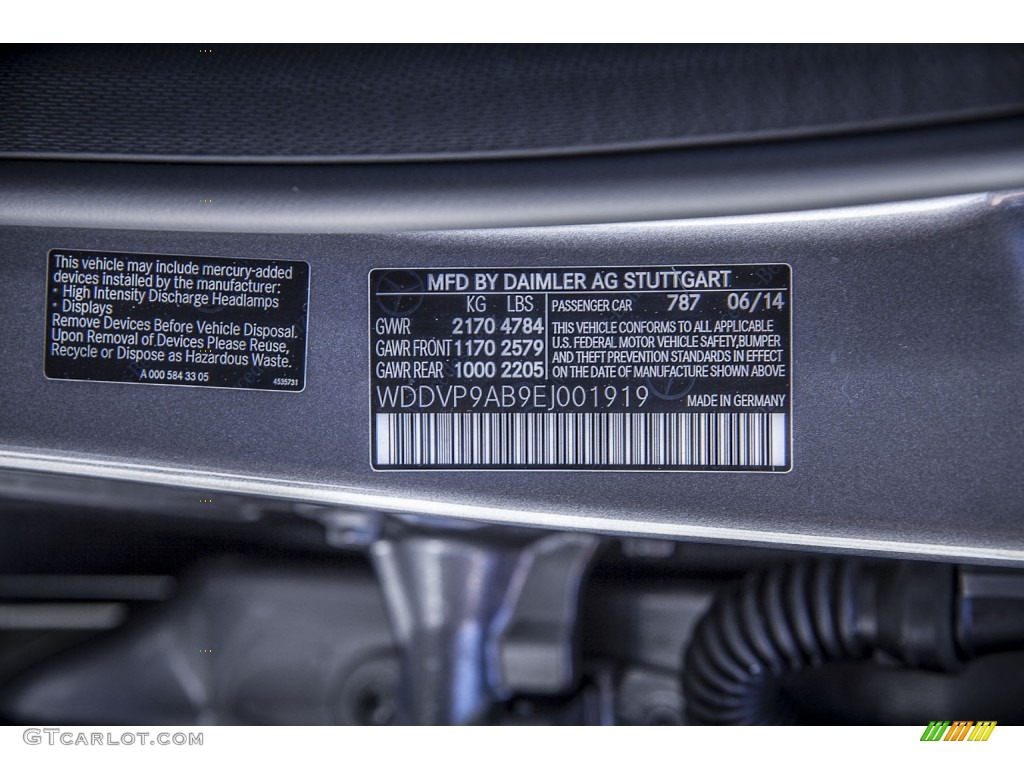 2014 Mercedes-Benz B Electric Drive Color Code Photos