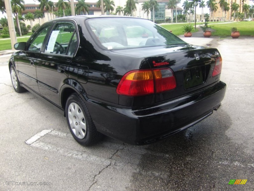1999 Civic LX Sedan - Flamenco Black Pearl / Gray photo #3
