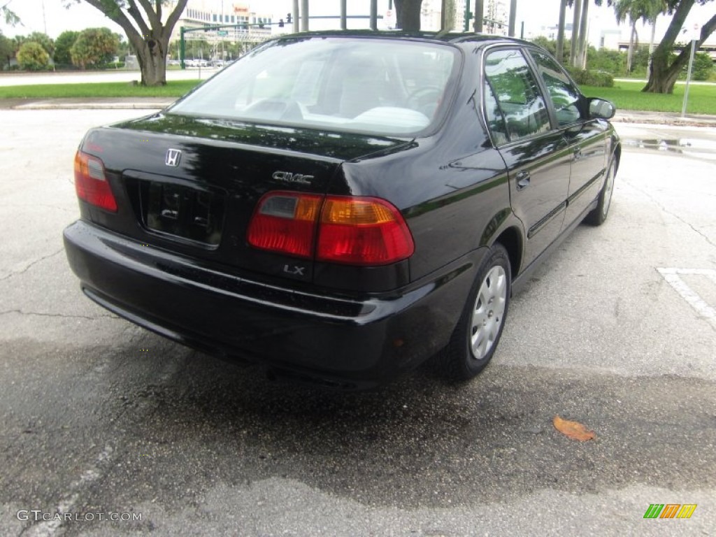 1999 Civic LX Sedan - Flamenco Black Pearl / Gray photo #4