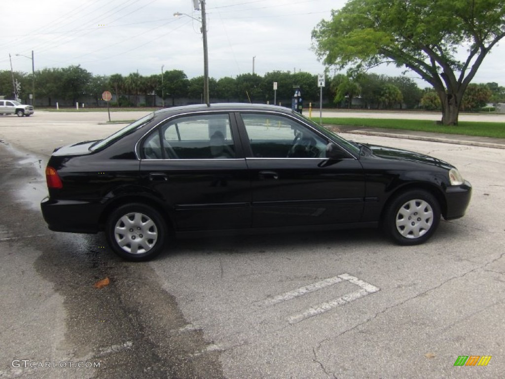1999 Civic LX Sedan - Flamenco Black Pearl / Gray photo #5