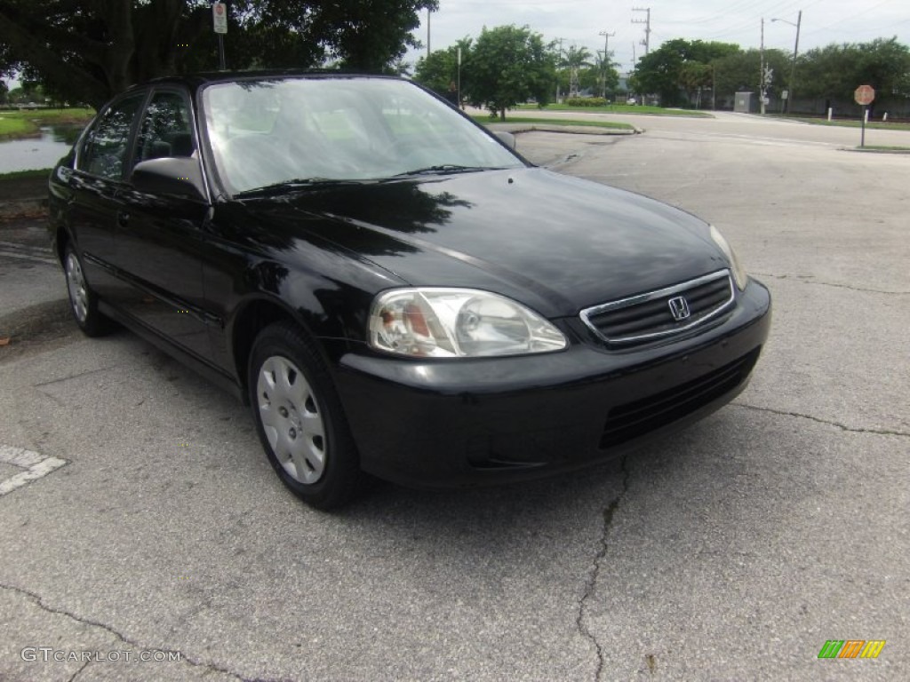 1999 Civic LX Sedan - Flamenco Black Pearl / Gray photo #6